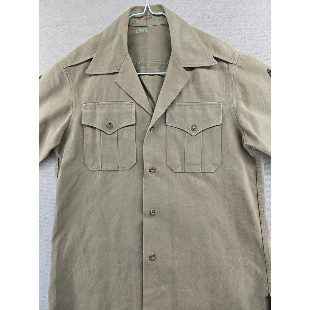 US ARMY SHIRT VIETNAM COTTON/POLY TWILL UNIFORM KHAKI FATIGUE SMALL